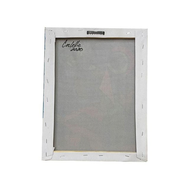 Wood Abstract Colorful Blue Modernist Cubist Portrait Painting After Picasso For Sale - Image 7 of 8