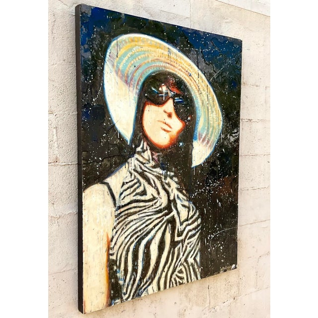 An exceptional monumental contemporary encaustic painting by acclaimed Canadian artist Sylvain Roberge, from his...