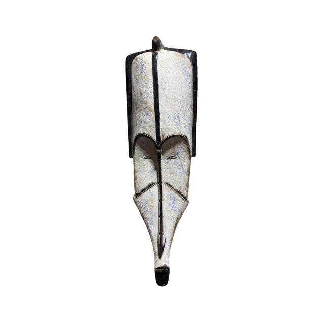 African Vintage Large Fang Mask Elongated Face Gabon African Mask 35" H For Sale - Image 3 of 8