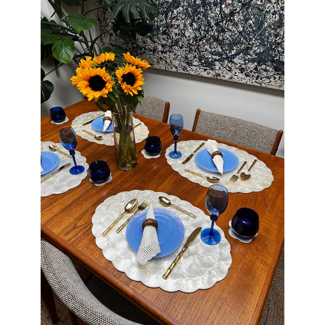 1980s Scalloped Capiz Shell Coasters- Set of 6 For Sale - Image 4 of 6