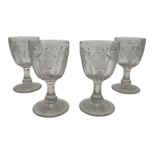 Set of 4 Late 20th Century Boston Sandwich Magnet and Grape Wine Goblets, Reproduction From the Metropolitan Museum of Art