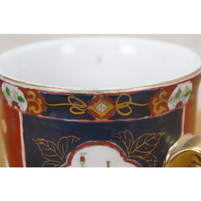 Pair Chinese Imari Style Handled Cachepots Planters Jardinieres Urns 7" For Sale - Image 13 of 14
