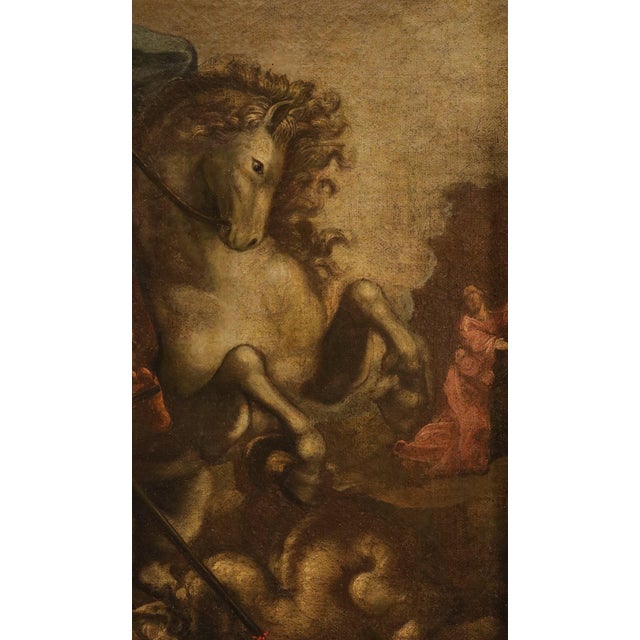 Tuscan School Artist, Saint George and the Dragon, 18th Century, Oil Painting on Canvas, Framed For Sale - Image 8 of 15