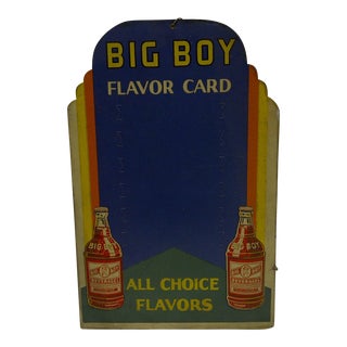 "Big Boy Beverages" Cardboard Advertising Sign - Flavor Card, 1930 For Sale