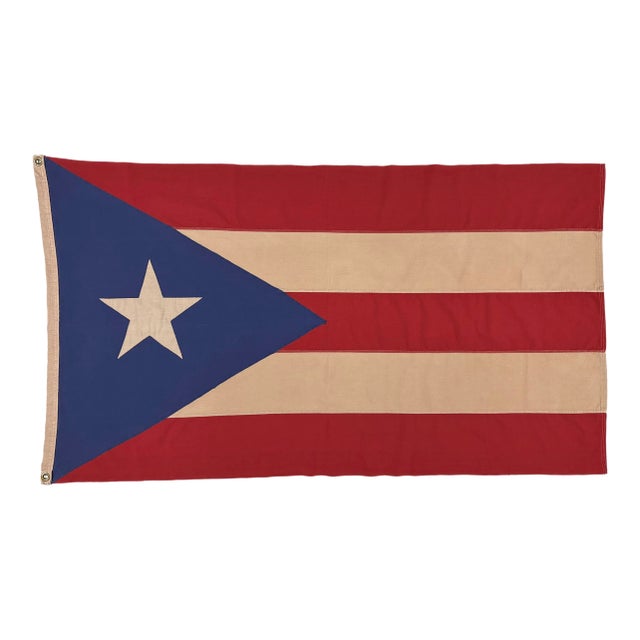 Vintage Cotton Sewn Flag of Puerto Rico For Sale