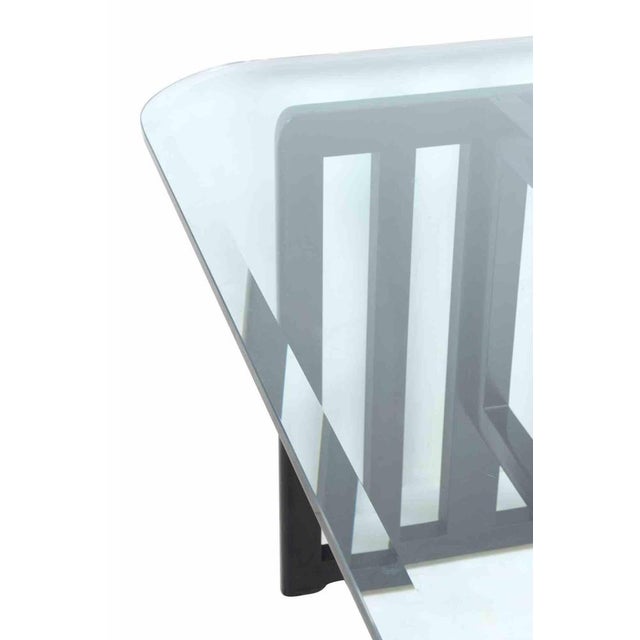 Wood Vintage Art Deco Dining Table in Lacquered Wood and Crystal, Italy, 1970s For Sale - Image 7 of 9