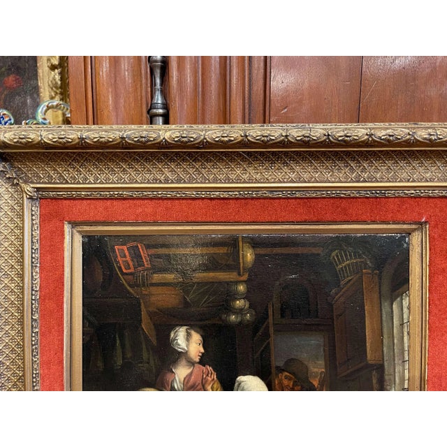 Wood 19th Century Dutch Oil on Canvas Painting in Carved Gilt Frame After D. Teniers For Sale - Image 7 of 10