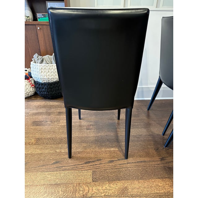 21st Century Design Within Reach Black Leather Bottega Dining Chairs