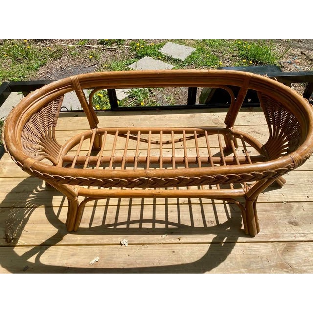 1970s Vintage Indonesian Rattan Coffee Table Base For Sale - Image 4 of 5