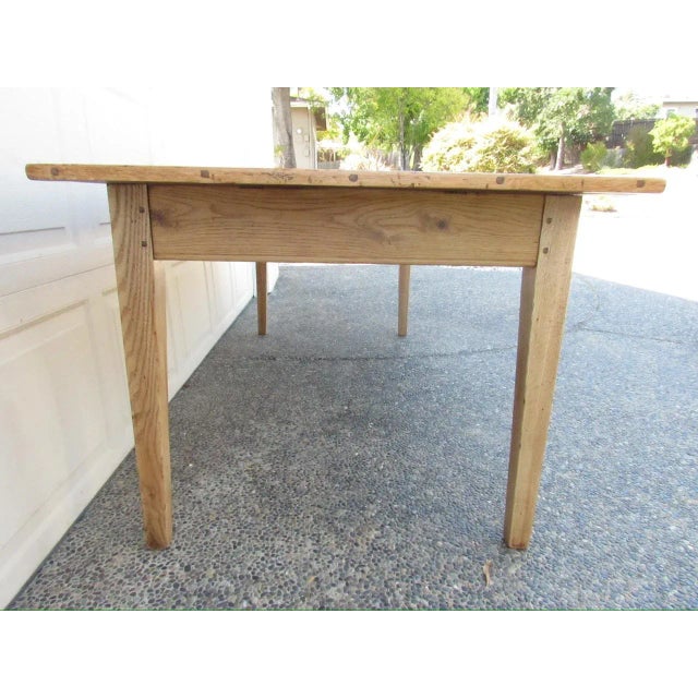 Vintage French Light Oak Farm Table For Sale In San Francisco - Image 6 of 17