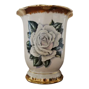 1950s Homer Laughlin Lamp, Rose Liberty Shape With 22k Gold Trim