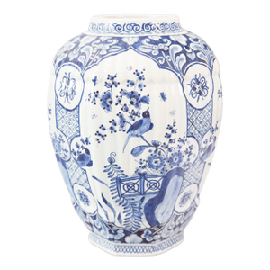 Antique Chinoiserie Dutch Delft Faience Bird Baluster Vase