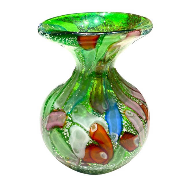 Glass Murano Arte Vetraria Muranese AVeM Hand Blown Tutti Frutti Art Glass Vase For Sale - Image 7 of 15