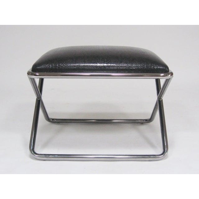 Mid 20th Century Ward Bennett Scissor Chair Ottoman/Stool For Sale - Image 5 of 10