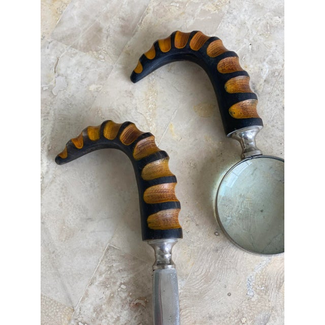 Vintage Carved Horn and Chrome Letter Opener + Magnifying Glass Desk Set, Circa 1950s For Sale In New York - Image 6 of 9