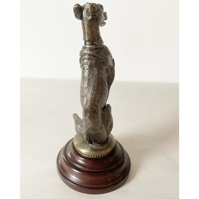Vintage Bronze/Brass Whippet/Greyhound Dog Figure on Turned Wood Base For Sale In Philadelphia - Image 6 of 9