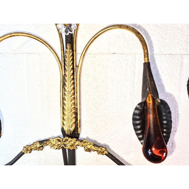 1990s Venetian Amber Glass Sconces - a Pair For Sale - Image 4 of 16