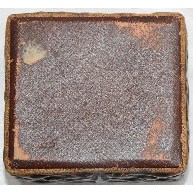 1920s Embossed Leather Cherub Trinket Box For Sale - Image 5 of 7