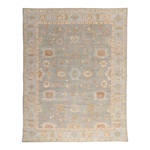 Vintage Modern Turkish Oushak Rug - 09'00 X 11'08 For Sale