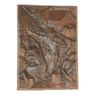 Bronze Weinlese Relief from Maria Kincses, 1977 For Sale