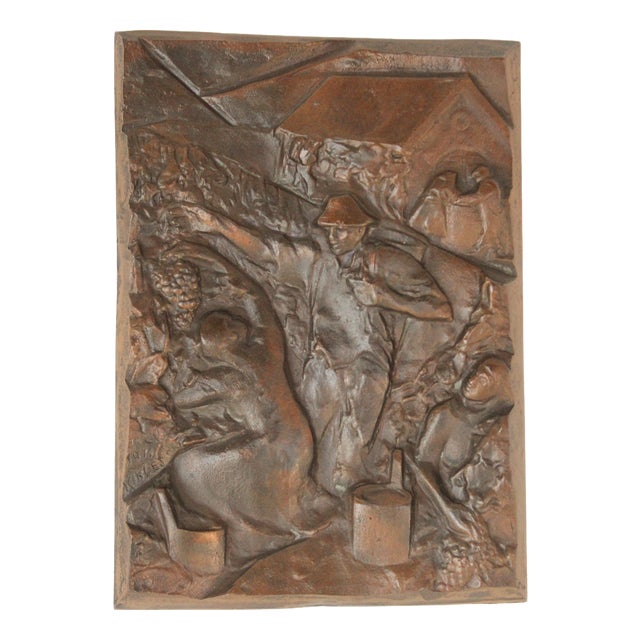 Bronze Weinlese Relief from Maria Kincses, 1977 For Sale