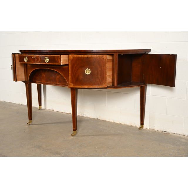 Baker Furniture Federal Inlaid Mahogany Demilune Sideboard Credenza For Sale In South Bend - Image 6 of 17