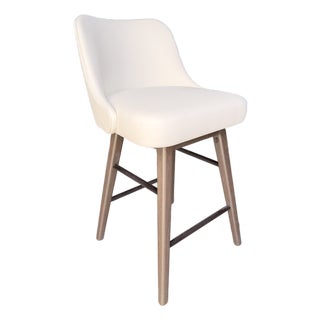 Adriana Hoyos White Leather Swivel Counter Stool For Sale