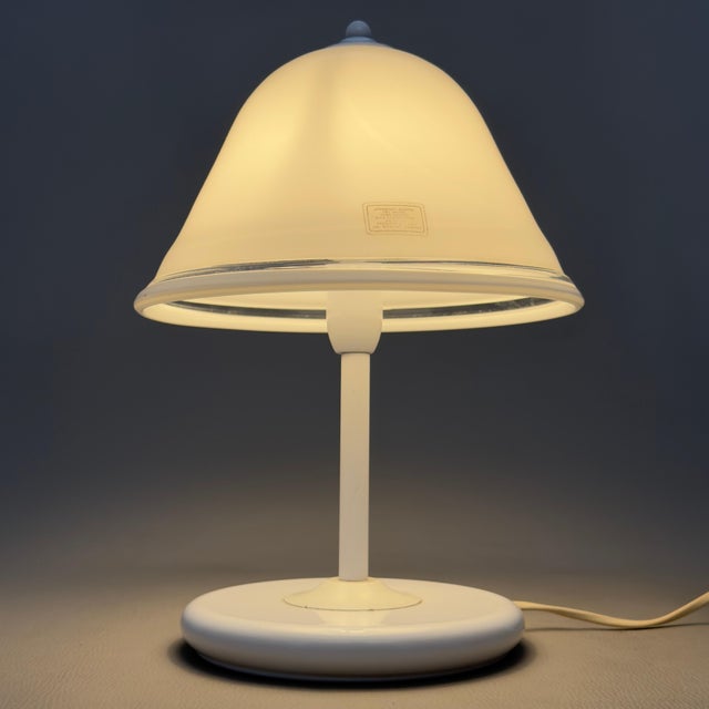 Modern Mushroom Table Lamp in Murano Glass and White Metal, 1970s For Sale - Image 3 of 13