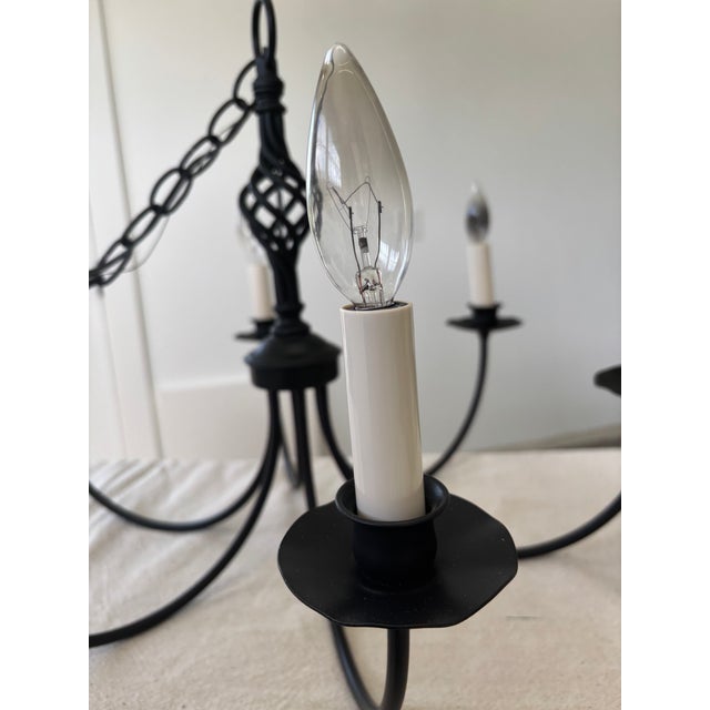 Onyx 1990s Hubbardton Forge Hand-Forged Wrought Iron 6-Arm Candelabra Chandelier For Sale - Image 8 of 11
