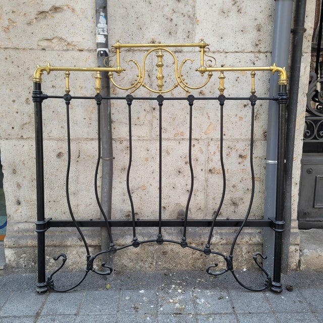 1930s Art Nouveau Style Wrought Iron Bed Headboard, Spain, 1930s For Sale - Image 5 of 18