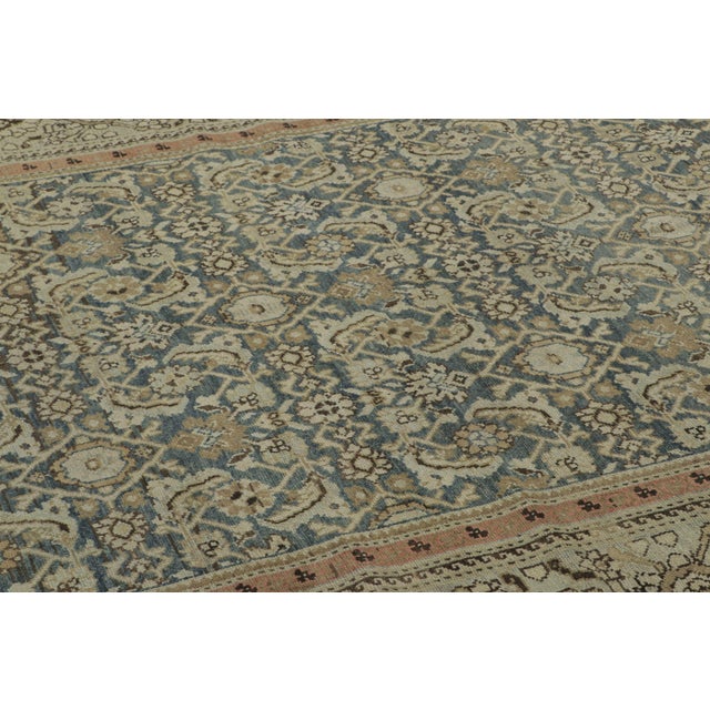 Rug & Kilim Antique Persian Tabriz Rug With Floral Patterns in Brown and Blue - Rug & Kilim For Sale - Image 4 of 7