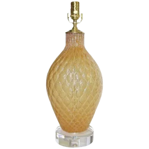1950s Italian Murano Amber Glass Galliano Ferro Diamond Pattern Table Lamp