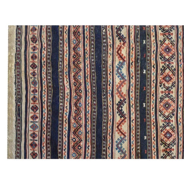 A gorgeous early 20th century Persian Afshar bag face rug with a wonderful pattern of solid indigo stripes and alternating...