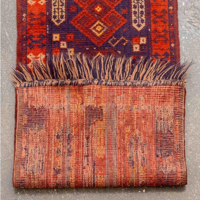 Red Persian Hamadan Runner, 4' 9" X 1' 3" For Sale - Image 8 of 8