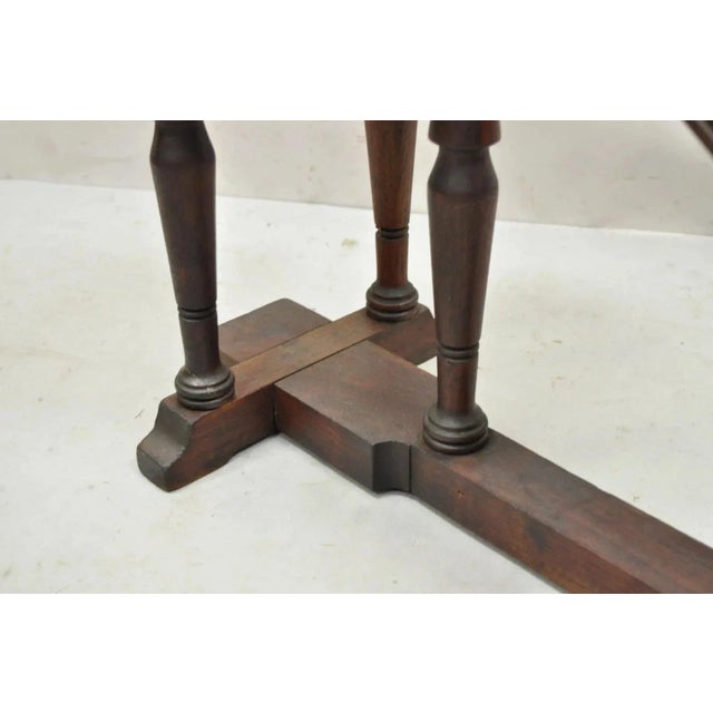 Wood Antique Jacobean Walnut Shoe Shine Box Stool Vintage Retail Store Decor Footrest For Sale - Image 7 of 8