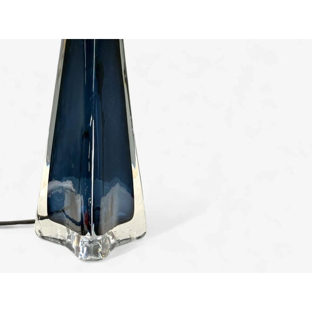 Mid-Century Modern Nils Landberg, Swedish Modern, Blue Glass, Table Lamp, Sweden, 1960s For Sale - Image 3 of 8