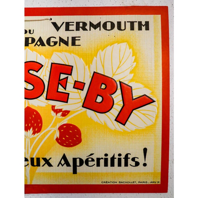 Art Deco 1931 French Liquor Advertisement Poster, "Fraise-By" For Sale - Image 3 of 3