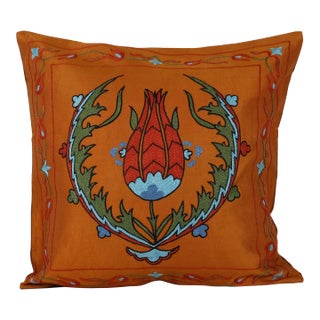 Silk on Silk Suzani Cushion Cover For Sale