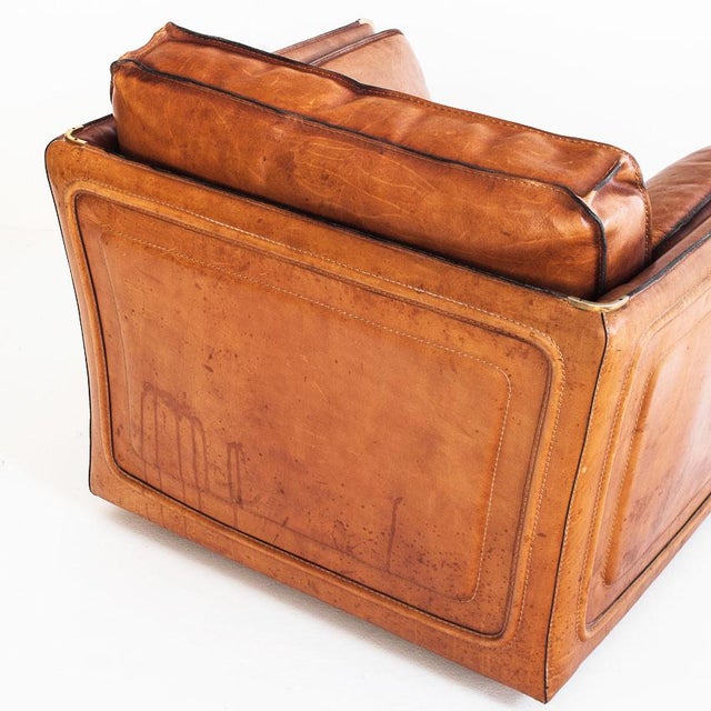 Vintage Sofa and Club Chairs in Camel-Coloured Buffalo Leather from Roche Bobois, France, 1980s, Set of 3 For Sale - Image 18 of 18