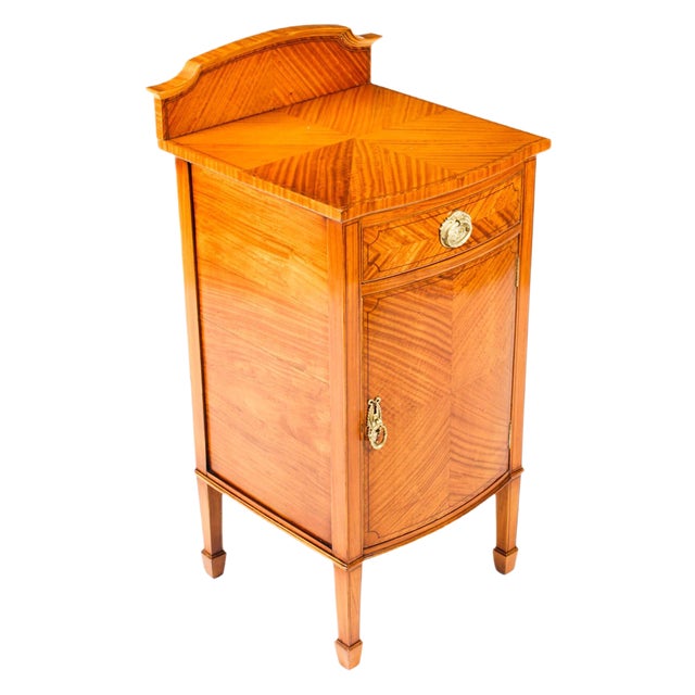 19th Century Satinwood & Inlaid Bedside Cabinet For Sale