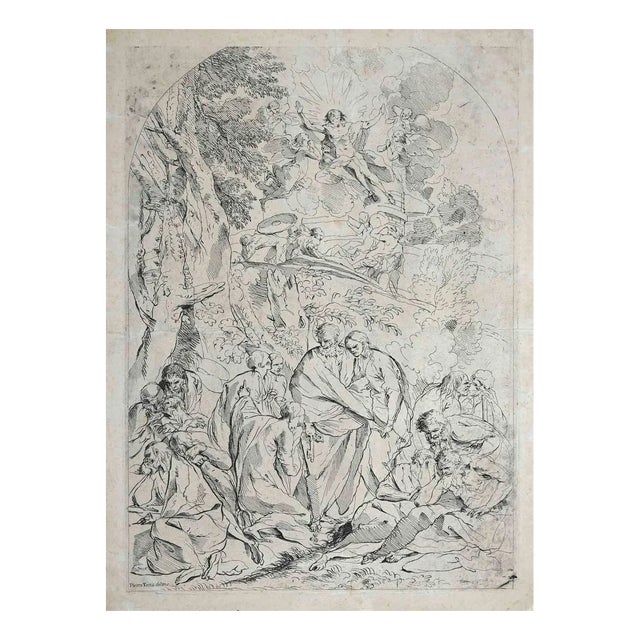 After Pietro Testa, Sacred Scene, Original Etching, Early 18th Century For Sale