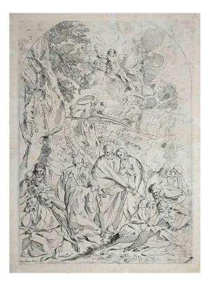 After Pietro Testa, Sacred Scene, Original Etching, Early 18th Century