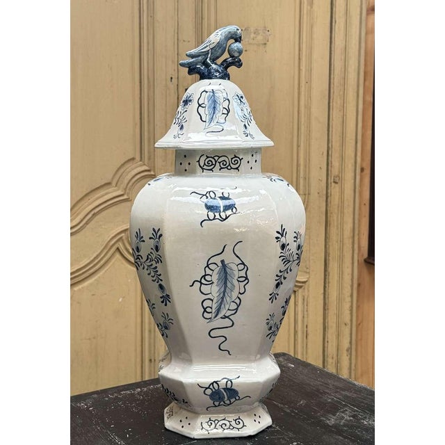 Large 19th Century Baluster Vase with Parrot Motif, Holland For Sale - Image 4 of 18