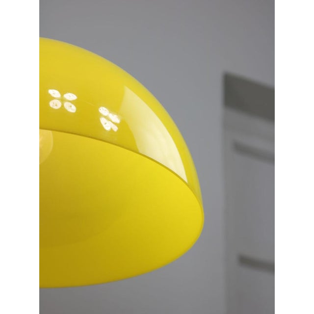 Mid-Century Modern Vintage Italian Brass and Yellow Acrylic Glass Pendant Lamp For Sale - Image 3 of 14