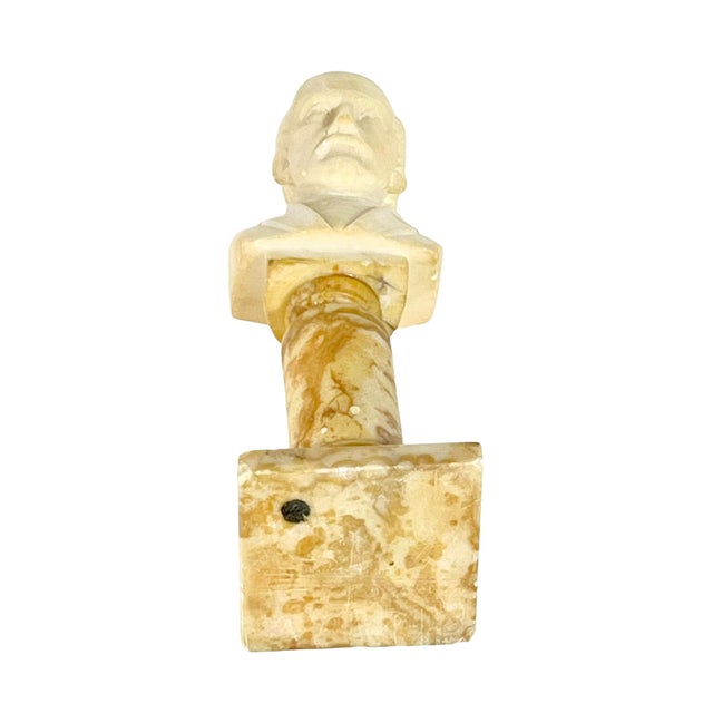 Antique White Antique Grand Tour Marble Bust French Philosopher on Stand For Sale - Image 8 of 9