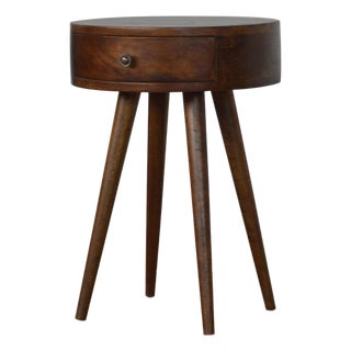 Circular Solid Wood Table With Polished Finish For Sale