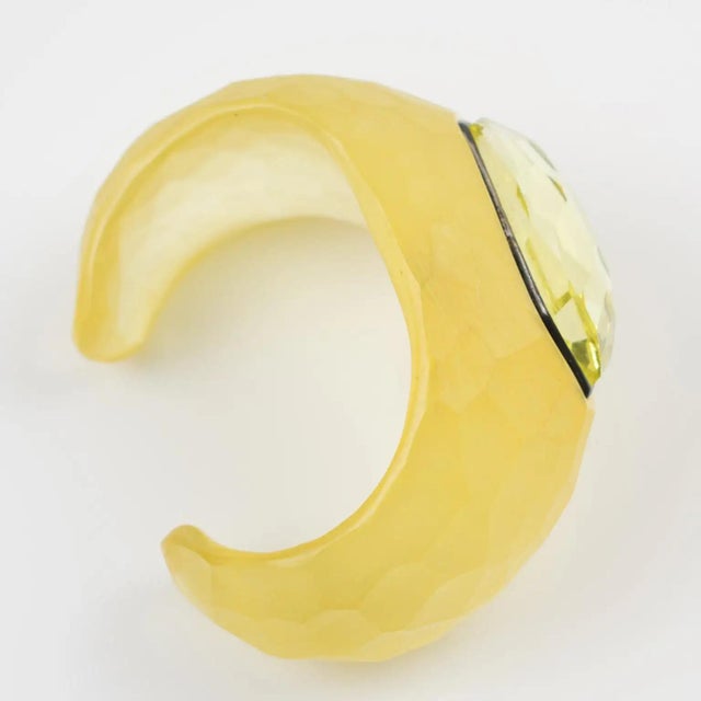 Daniel Swarovski Paris Lucite Cuff Bracelet with Massive Cut Rhinestone For Sale In Atlanta - Image 6 of 15