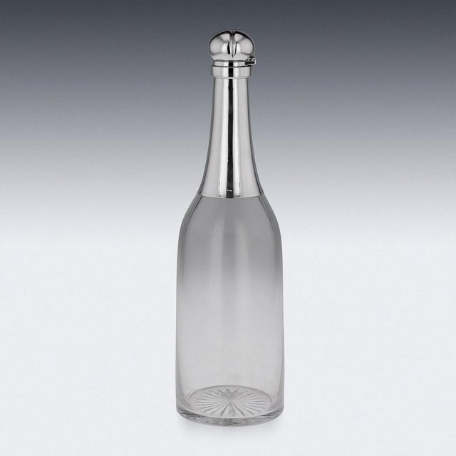 19th Century Victorian Silver & Glass Champagne Bottle Decanter, 1895 For Sale - Image 4 of 15