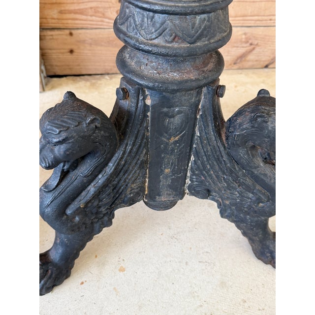 Monumental Antique Cast Iron Figural Neoclassical Griffin Garden Pedestals or Jardinieres, 19th Century-Pair For Sale - Image 4 of 12