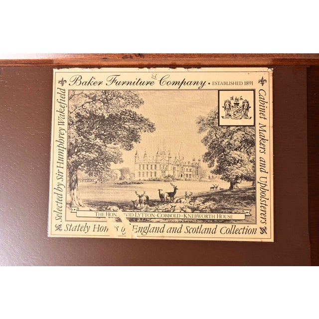 Baker Furniture Stately Homes Georgian Banded Mahogany Double Pedestal Extension Dining Table, Newly Refinished For Sale - Image 13 of 14